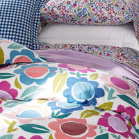 Joyful Flower Classic Cool Organic Cotton Percale Sham - White Multi, Standard,White Multi