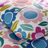 Joyful Flower Classic Cool Organic Cotton Percale Sham - White Multi, Standard,White Multi
