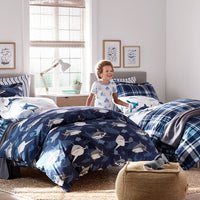 Handsome Tartan Classic Cool Organic Cotton Percale Pillowcase Set - Blue Multi, Standard,Blue Multi