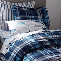 Handsome Tartan Classic Cool Organic Cotton Percale Sham - Blue Multi, Standard,Blue Multi