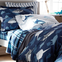 Handsome Tartan Classic Cool Organic Cotton Percale Sham - Blue Multi, Standard,Blue Multi