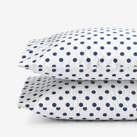 Dot Classic Cool Organic Cotton Percale Pillowcase Set - Dark Blue, Standard,Dark Blue