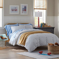 Dot Classic Cool Organic Cotton Percale Pillowcase Set - Dark Blue, Standard,Dark Blue