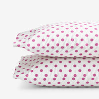 Dot Classic Cool Organic Cotton Percale Pillowcase Set - Fuchsia, Standard,Fuchsia