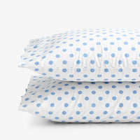 Dot Classic Cool Organic Cotton Percale Pillowcase Set - Light Blue, Standard,Light Blue