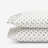 Dot Classic Cool Organic Cotton Percale Pillowcase Set - Moss, Standard,Moss