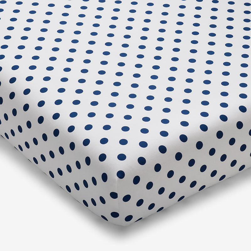 Dot Classic Cool Organic Cotton Percale Crib Sheet - Dark Blue, Crib,Dark Blue