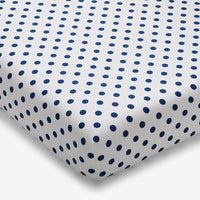 Dot Classic Cool Organic Cotton Percale Crib Sheet - Dark Blue, Crib,Dark Blue