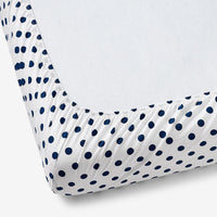 Dot Classic Cool Organic Cotton Percale Crib Sheet - Dark Blue, Crib,Dark Blue