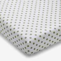 Dot Classic Cool Organic Cotton Percale Crib Sheet - Moss, Crib,Moss