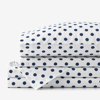 Dot Classic Cool Organic Cotton Percale Bed Sheet Set - Dark Blue, Twin XL,Dark Blue