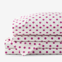 Dot Classic Cool Organic Cotton Percale Bed Sheet Set - Fuchsia, Twin XL,Fuchsia