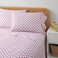 Dot Classic Cool Organic Cotton Percale Bed Sheet Set - Fuchsia, Twin XL,Fuchsia