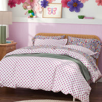 Dot Classic Cool Organic Cotton Percale Bed Sheet Set - Fuchsia, Twin XL,Fuchsia