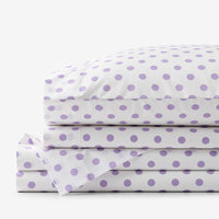 Dot Classic Cool Organic Cotton Percale Bed Sheet Set - Lilac, Twin XL,Lilac