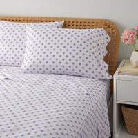 Dot Classic Cool Organic Cotton Percale Bed Sheet Set - Lilac, Twin XL,Lilac