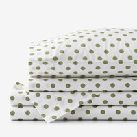 Dot Classic Cool Organic Cotton Percale Bed Sheet Set - Moss, Twin XL,Moss