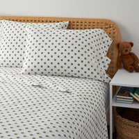 Dot Classic Cool Organic Cotton Percale Bed Sheet Set - Moss, Twin XL,Moss