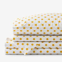 Dot Classic Cool Organic Cotton Percale Bed Sheet Set - Yellow, Twin XL,Yellow