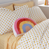 Dot Classic Cool Organic Cotton Percale Bed Sheet Set - Yellow, Twin XL,Yellow