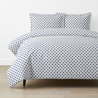 Dot Classic Cool Organic Cotton Percale Duvet Cover Set - Dark Blue, Twin/Twin XL,Dark Blue