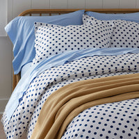 Dot Classic Cool Organic Cotton Percale Duvet Cover Set - Dark Blue, Twin/Twin XL,Dark Blue