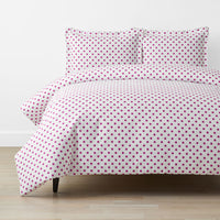 Dot Classic Cool Organic Cotton Percale Duvet Cover Set - Fuchsia, Twin/Twin XL,Fuchsia