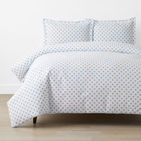 Dot Classic Cool Organic Cotton Percale Duvet Cover Set - Light Blue, Twin/Twin XL,Light Blue