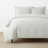 Dot Classic Cool Organic Cotton Percale Duvet Cover Set - Moss, Twin/Twin XL,Moss