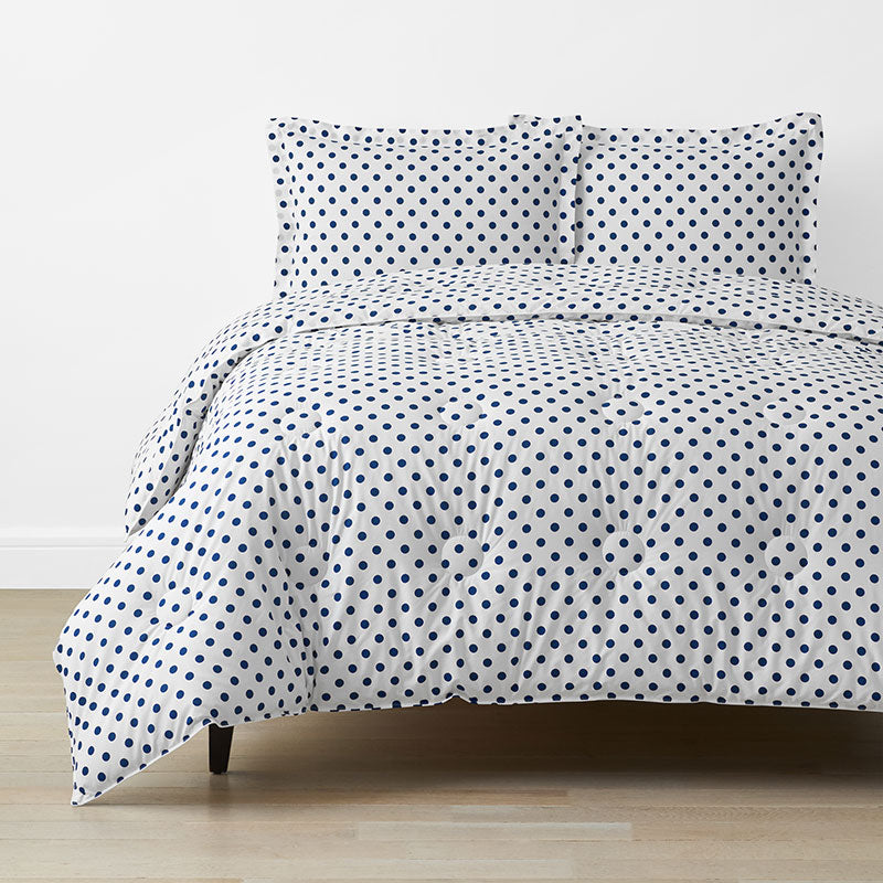 Dot Classic Cool Organic Cotton Percale Comforter Set - Dark Blue, Twin/Twin XL,Dark Blue
