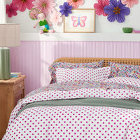 Dot Classic Cool Organic Cotton Percale Comforter Set - Fuchsia, Twin/Twin XL,Fuchsia