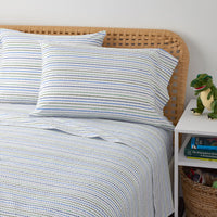 Zig Zag Classic Cool Organic Cotton Percale Pillowcase Set - Blue, Standard,Blue