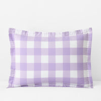 Big Check Classic Cool Organic Cotton Percale Reversible Sham - Lilac, Standard,Lilac