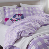 Big Check Classic Cool Organic Cotton Percale Reversible Sham - Lilac, Standard,Lilac