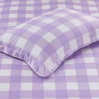 Big Check Classic Cool Organic Cotton Percale Reversible Sham - Lilac, Standard,Lilac