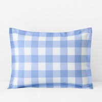 Big Check Classic Cool Organic Cotton Percale Reversible Sham - Light Blue, Standard,Light Blue