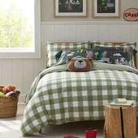 Big Check Classic Cool Organic Cotton Percale Reversible Sham - Moss, Standard,Moss