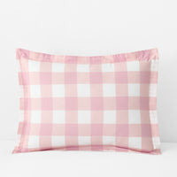 Big Check Classic Cool Organic Cotton Percale Reversible Sham - Petal Pink, Standard,Petal Pink