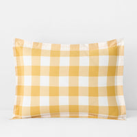 Big Check Classic Cool Organic Cotton Percale Reversible Sham - Yellow, Standard,Yellow