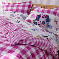 Big Check Classic Cool Organic Cotton Percale Reversible Duvet Cover Set - Fuchsia, Twin/Twin XL,Fuchsia