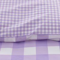 Big Check Classic Cool Organic Cotton Percale Reversible Duvet Cover Set - Lilac, Twin/Twin XL,Lilac