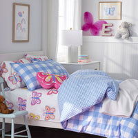 Big Check Classic Cool Organic Cotton Percale Reversible Duvet Cover Set - Light Blue, Twin/Twin XL,Light Blue