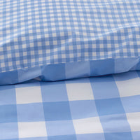 Big Check Classic Cool Organic Cotton Percale Reversible Duvet Cover Set - Light Blue, Twin/Twin XL,Light Blue