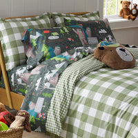 Big Check Classic Cool Organic Cotton Percale Reversible Duvet Cover Set - Moss, Twin/Twin XL,Moss