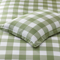 Big Check Classic Cool Organic Cotton Percale Reversible Duvet Cover Set - Moss, Twin/Twin XL,Moss
