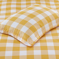 Big Check Classic Cool Organic Cotton Percale Reversible Duvet Cover Set - Yellow, Twin/Twin XL,Yellow