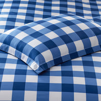 Big Check Classic Cool Organic Cotton Percale Reversible Comforter Set - Dark Blue, Twin/Twin XL,Dark Blue