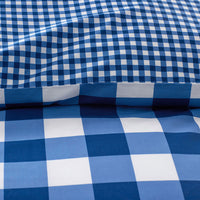 Big Check Classic Cool Organic Cotton Percale Reversible Comforter Set - Dark Blue, Twin/Twin XL,Dark Blue
