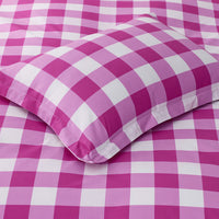 Big Check Classic Cool Organic Cotton Percale Reversible Comforter Set - Fuchsia, Twin/Twin XL,Fuchsia
