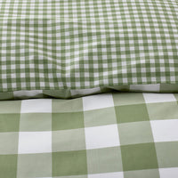Big Check Classic Cool Organic Cotton Percale Reversible Comforter Set - Moss, Twin/Twin XL,Moss